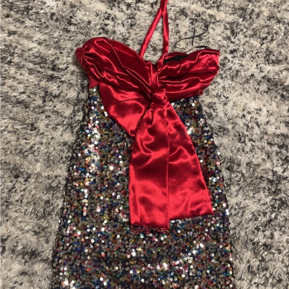 Sparkling Red Bow Kids Dress